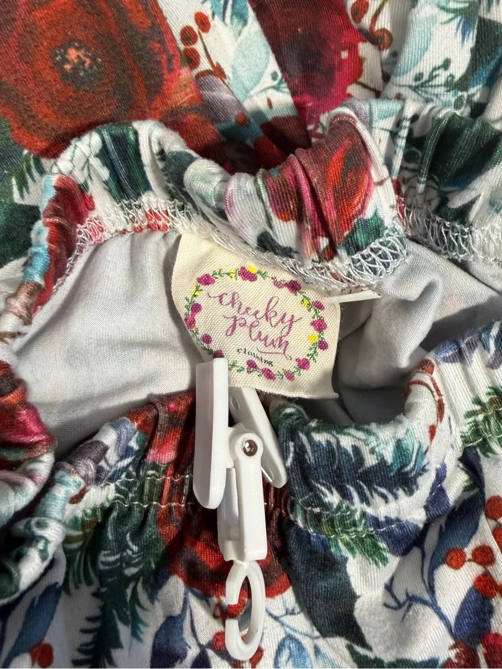 cheeky plum Girls Floral Ruffle Set - Red, Green, White